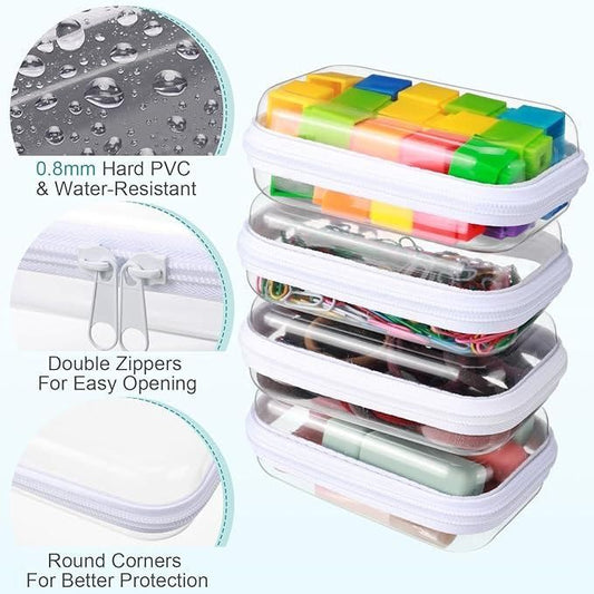 6 Pcs Clear Hard Zipper Pouches for Multipurpose Use Home Essentials