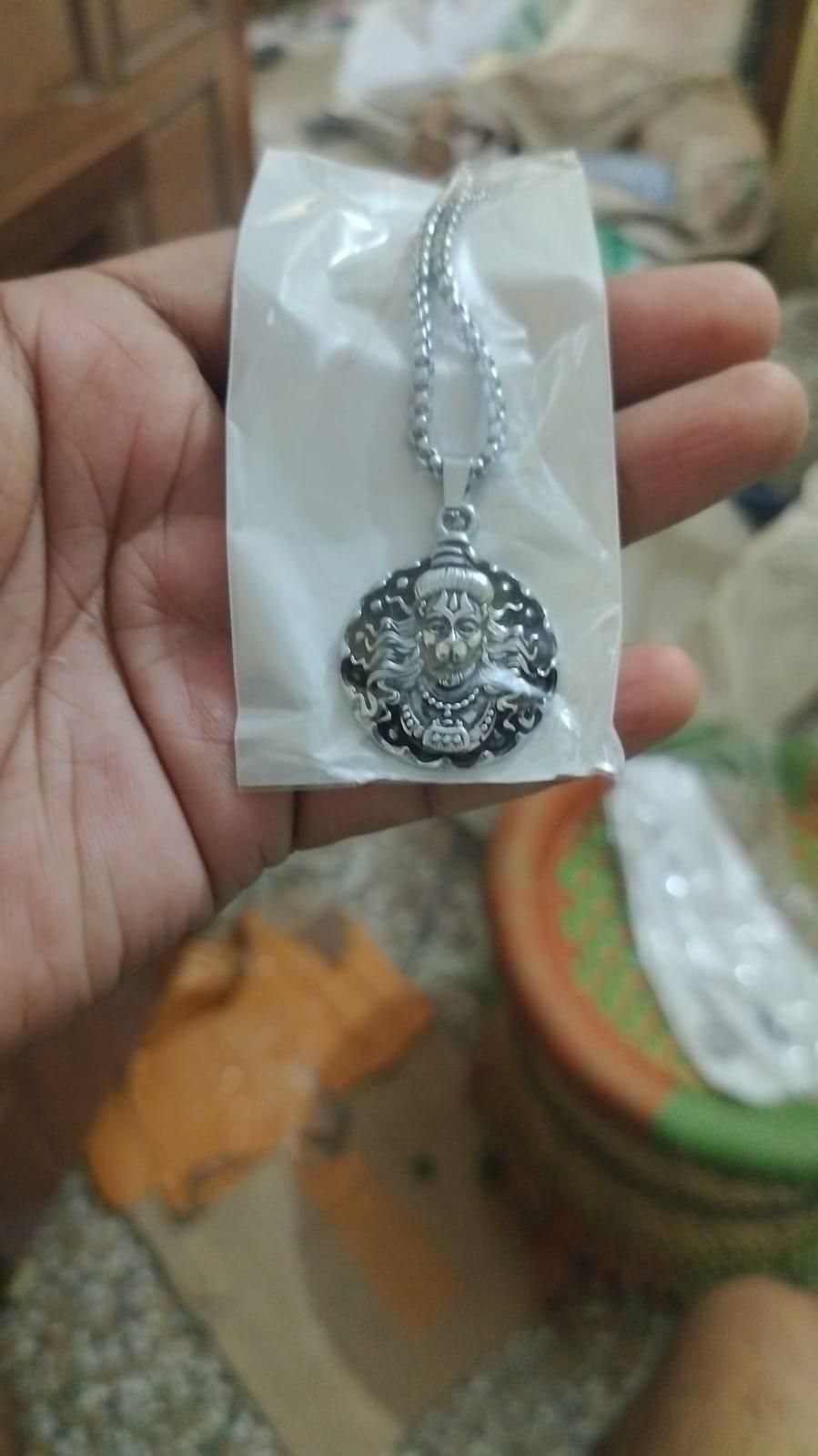 Hanuman Ji Pendant Oxodaised Silver Chain Jewellery