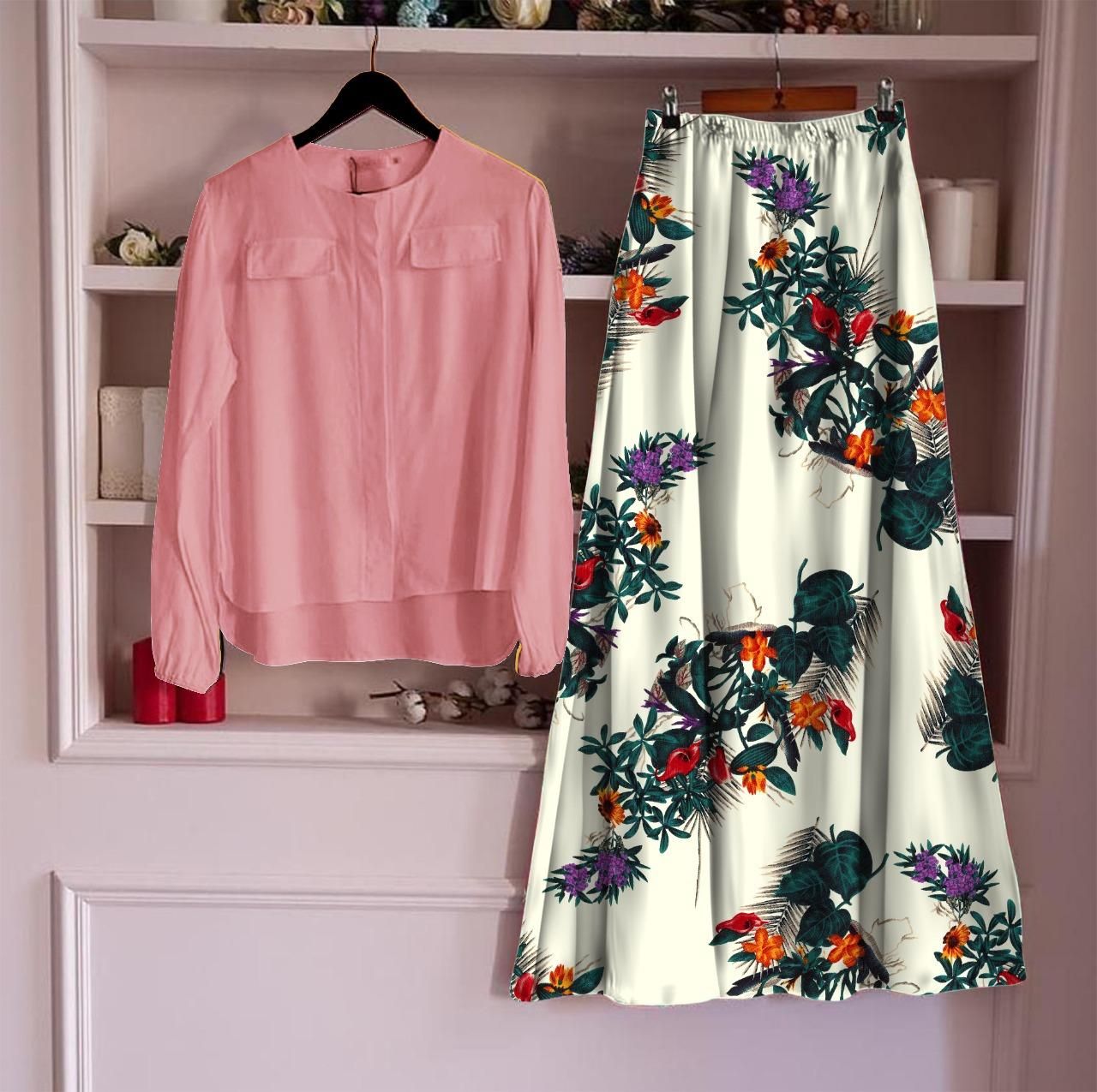 Women Rayon Top with Skirt Sets Women Western