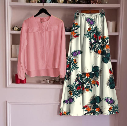 Women Rayon Top with Skirt Sets Women Western