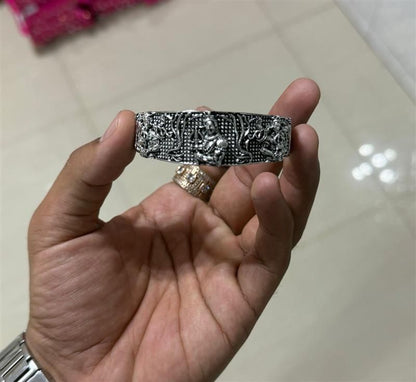 Men's Oxidised Silver Mahakal Bracelet Jewellery