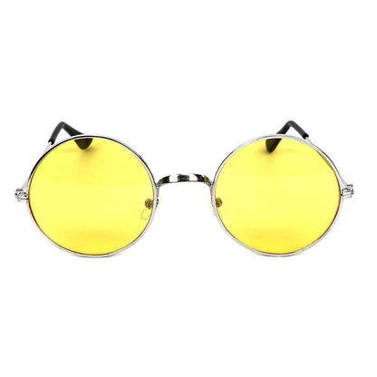Unisex Yellow Silver Round Sunglass