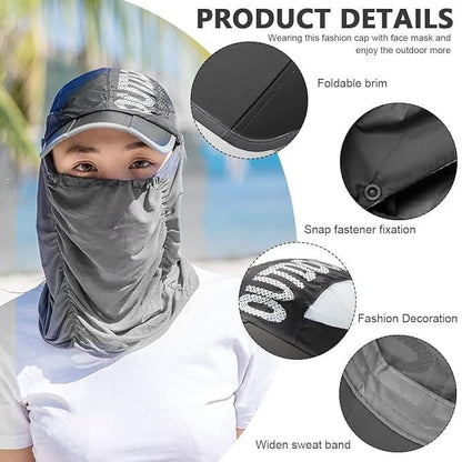 Sun Cap with Detachable Cotton Face Cover For Women Accessories