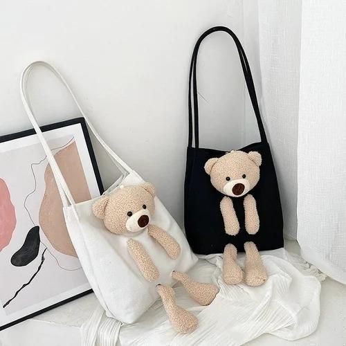 Cute Shoulder Bag Kawaii Tote Handbag with Cute Teddy Bear Women Western