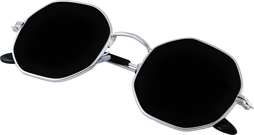 Unisex Black Silver Round Sunglass Accessories