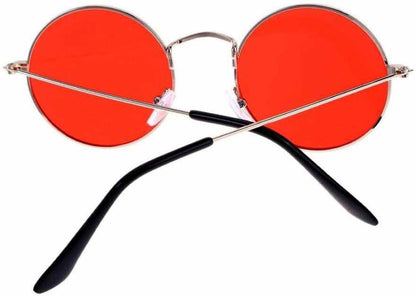 Unisex Red Silver Round Sunglass Accessories
