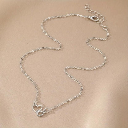 Women's Dual Heart Pendant with Chain Micro Plating Jewellery