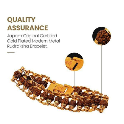 Genuine Paanch Mukhi Modern Rudraksha Bracelet With Gold Plating. Jewellery