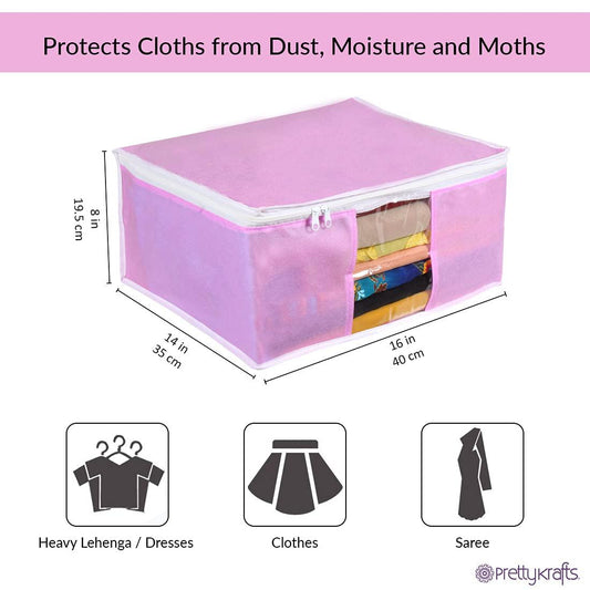 Saree Cover - Solid Non Woven Saree Cover for Wardrobe (Pack of 6)