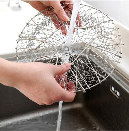 Multifunctional Frying Pan Basket Stainless Steel Folding Strainer