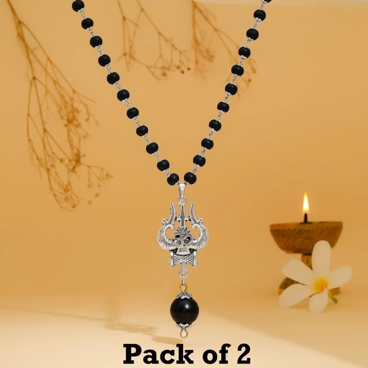 Om Shiva Trishool Karungali Mala (Pack of 2)