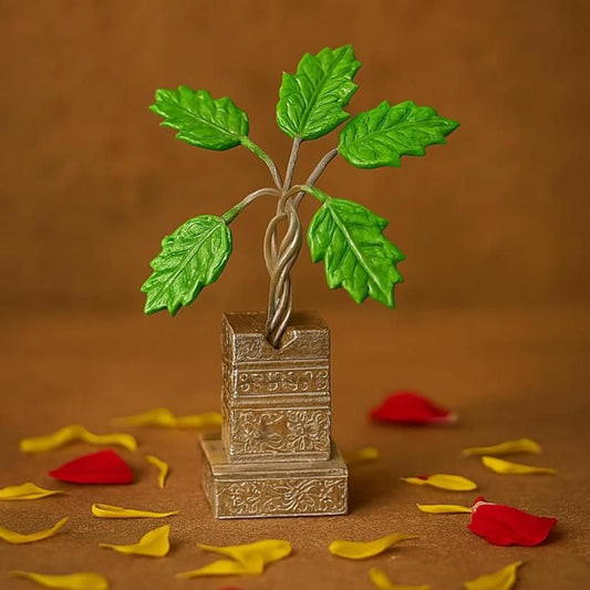 German Silver Plated Tulsi Plant Decorative Showpiece (4inche) Home Essentials