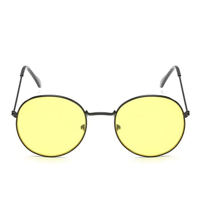 Unisex Yellow Black Round Sunglass
