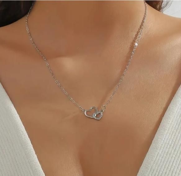Women's Dual Heart Pendant with Chain Micro Plating Jewellery