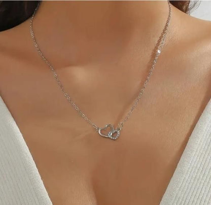 Women's Dual Heart Pendant with Chain Micro Plating Jewellery