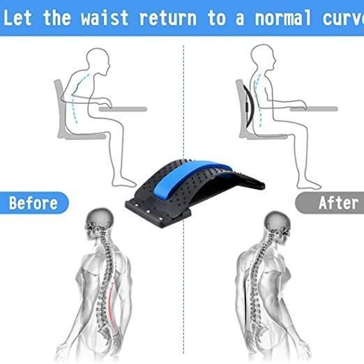 Multi-Level Back Stretcher Posture Corrector Device for Back Pain Relief with Back Support Mate Magic Back Stretching Massage (Blue) Gym & Wellness