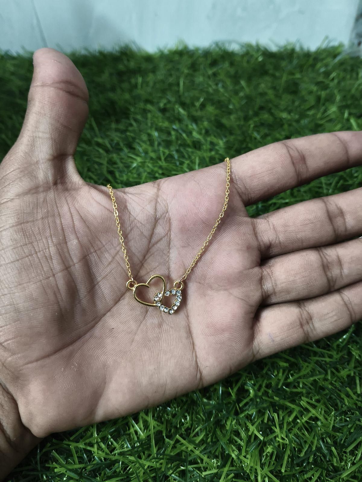 Women's Dual Heart Pendant with Chain Micro Plating Jewellery