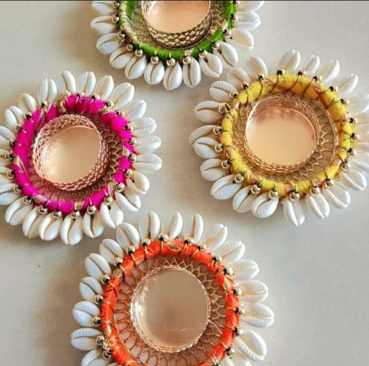 Cowrie Shell Design Tealight Holder Pack of 2