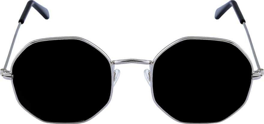 Unisex Black Silver Round Sunglass Accessories