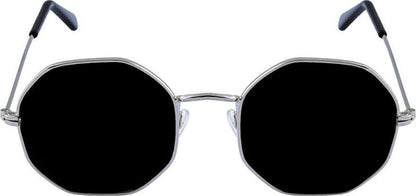 Unisex Black Silver Round Sunglass Accessories
