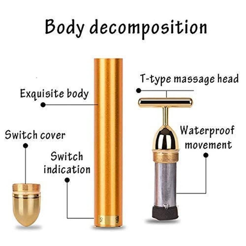 24K Gold Energy Beauty Bar Electric Facial Massage Roller Electronics