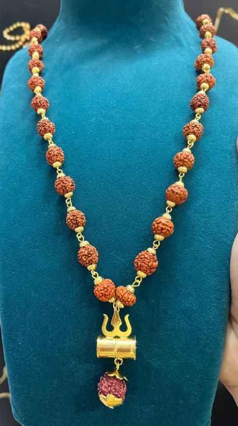 Shiv Trishul Penfant with Rudraksha Chain Jewellery