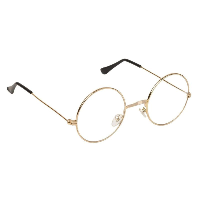 Unisex Clear Golden Round Sunglass