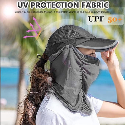 Sun Cap with Detachable Cotton Face Cover For Women Accessories