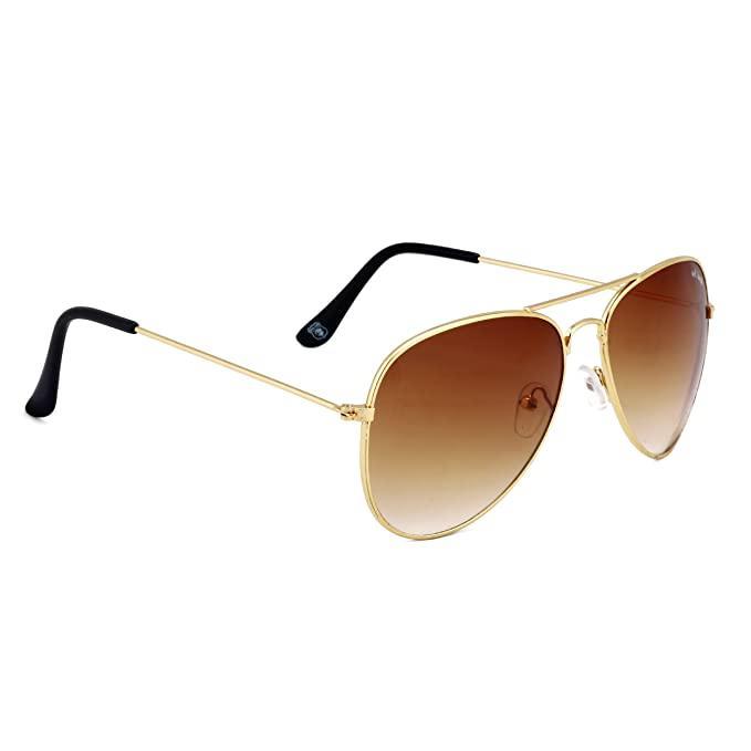 Unisex Brown Golden Aviator Sunglass Accessories