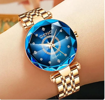 Diamond Shape Multicolour Dial and Rose Gold Strap Watch for Womens and Girls Accessories
