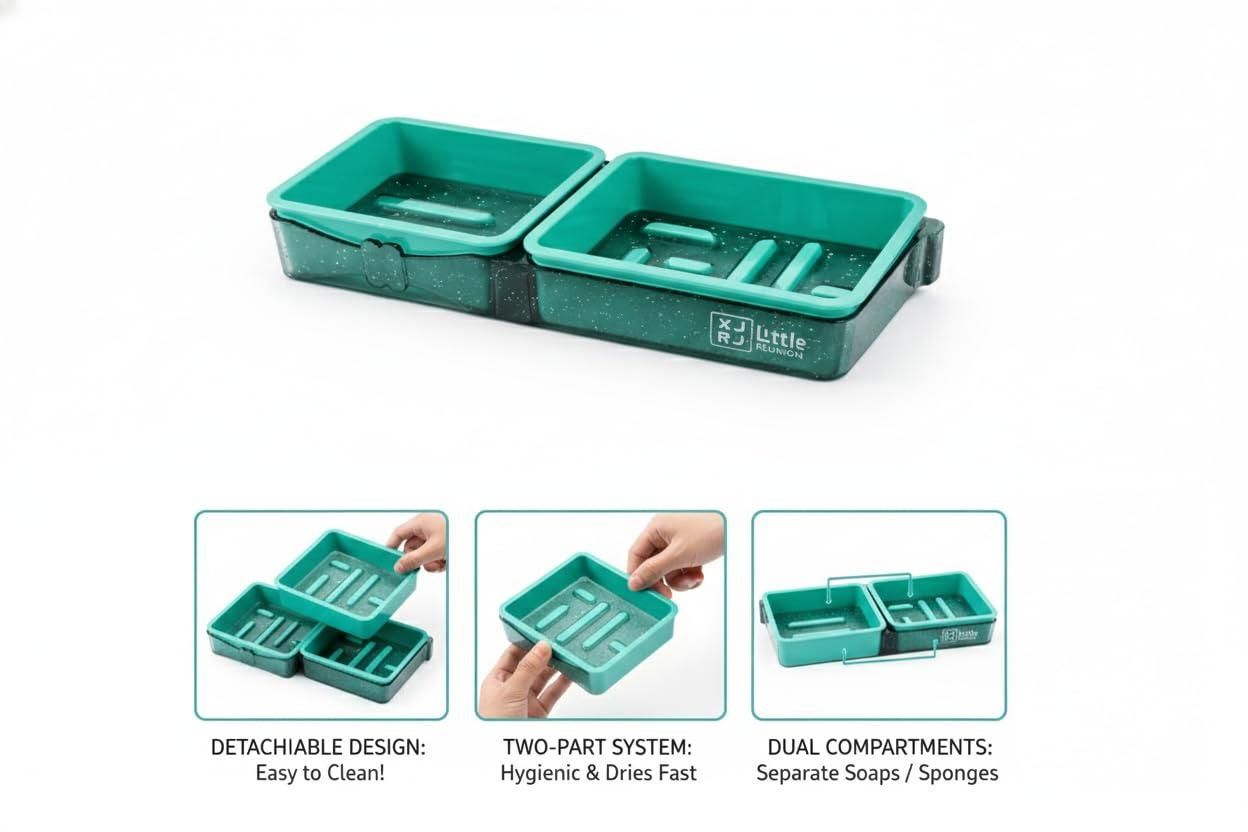 Wall-Mounted Bathroom Shelf with Hooks No-Drill Self-Adhesive Dual Compartment Storage Shelf