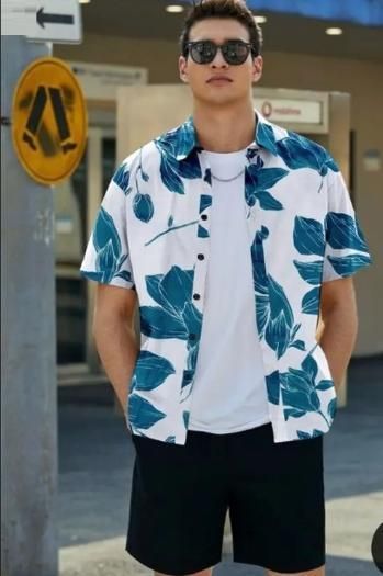 Men's Printed Half Sleeves Regular Collar Casual Shirt Men