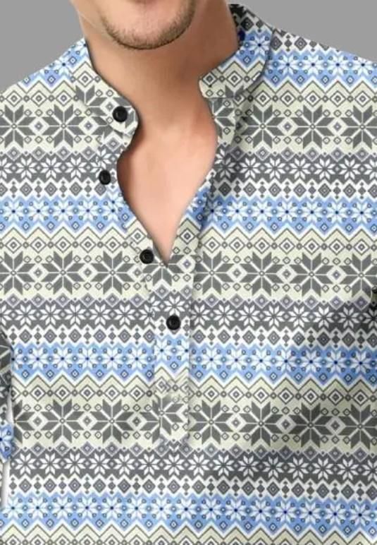 Men's Printed Spread Collar Casual Shirt Multicolor Men