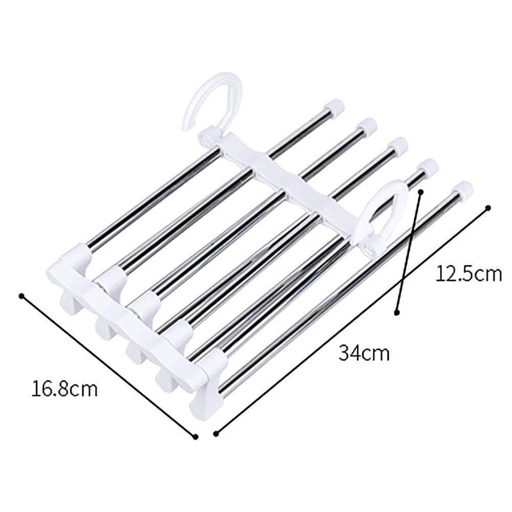 Hanger-5 In 1 Stainless Steel Multifunction Retractable Pant Home Essentialss Rack Trouser Hanger(Pack of 2)