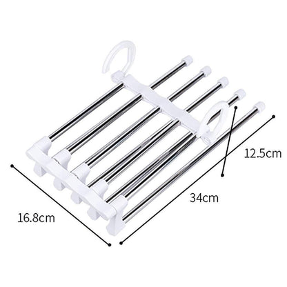 Hanger-5 In 1 Stainless Steel Multifunction Retractable Pant Home Essentialss Rack Trouser Hanger(Pack of 2)