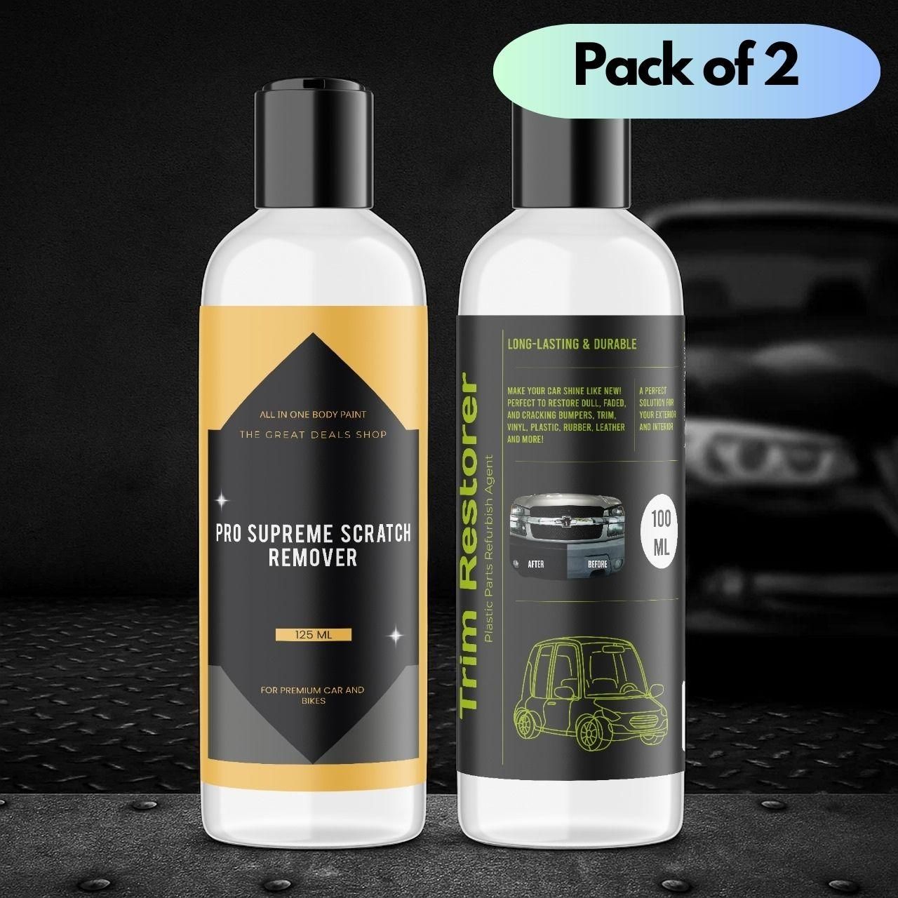 Pro Supreme Scratch Remover 125 ml and Trim Restorer 100 ml each Pack of 2
