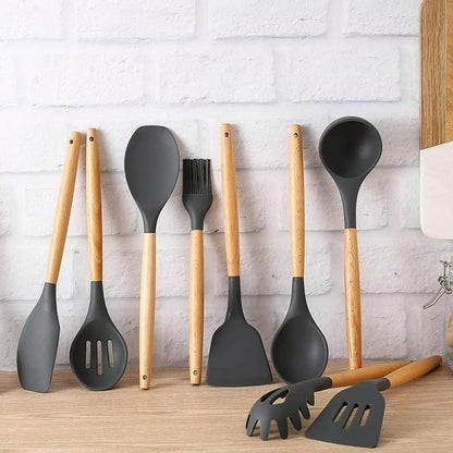 Silicone Cooking Utensils Set of 11pcs with Holder Accessories