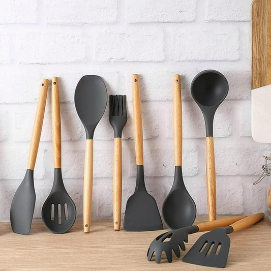 Silicone Cooking Utensils Set of 11pcs with Holder Accessories