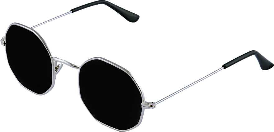 Unisex Black Silver Round Sunglass Accessories