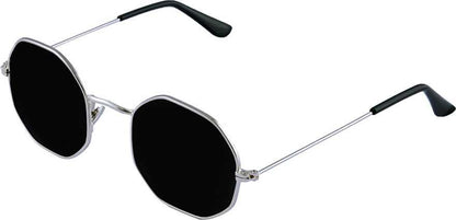 Unisex Black Silver Round Sunglass Accessories