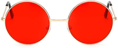 Unisex Red Silver Round Sunglass Accessories