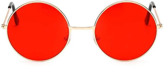 Unisex Red Silver Round Sunglass Accessories