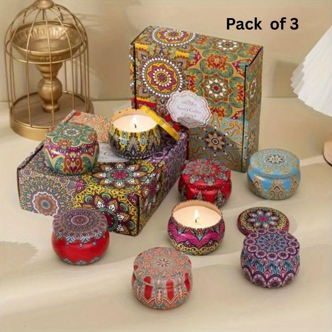 4.5cm Scented Tin Candle (Pack of 3) (Multicolor)