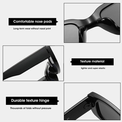 Unisex Black Rectangle Sunglass