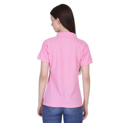 Ketex Pink Cotton Blend Polo Neck Tshirt Women Western