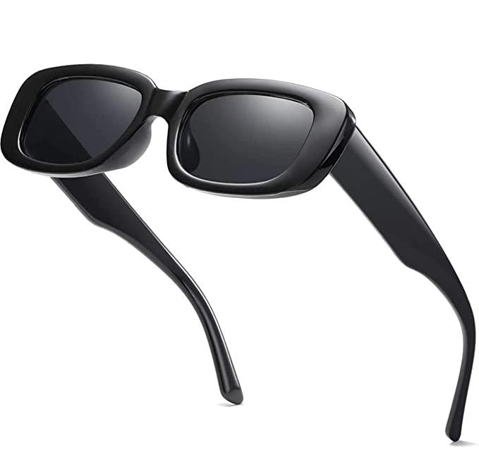 Unisex Black Rectangle Sunglass