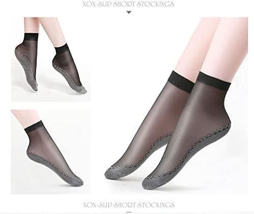 Silky Anti-Slip Cotton Sole Sheer Ankle High Tights Hosiery Socks Reinforced Toe