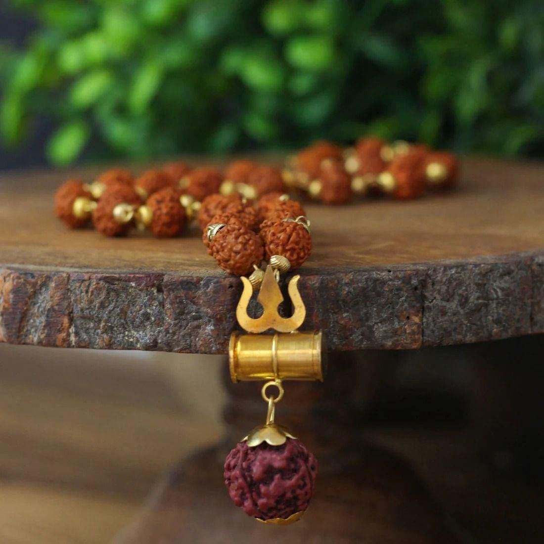 Shiv Trishul Penfant with Rudraksha Chain Jewellery