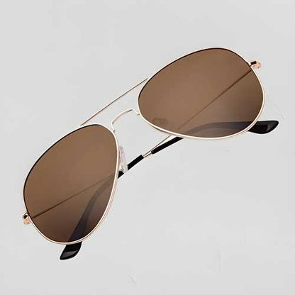 Unisex Brown Golden Aviator Sunglass Accessories