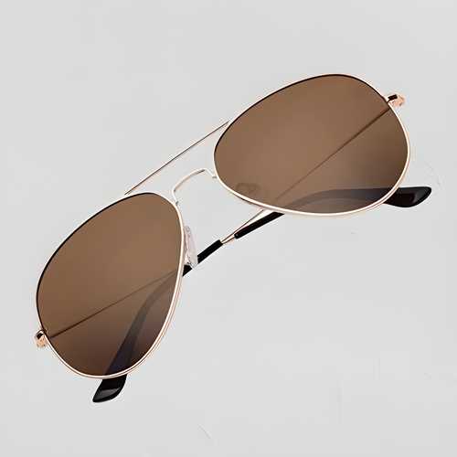 Unisex Brown Golden Aviator Sunglass Accessories